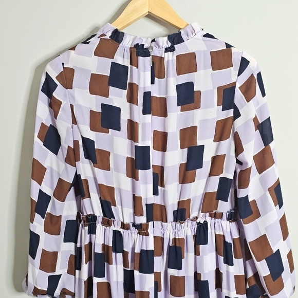 Kate Spade Lilac Geo Squares Mini Dress, Size 6 - Picture 7 of 11